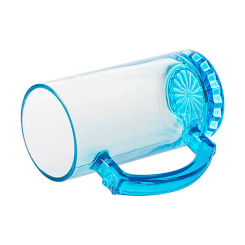 Tazza in vetro da 470 ml per sublimazione - orecchio e fondo blu