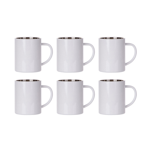 Set di 6 tazze bianche in acciaio inox da 450 ml da stampare