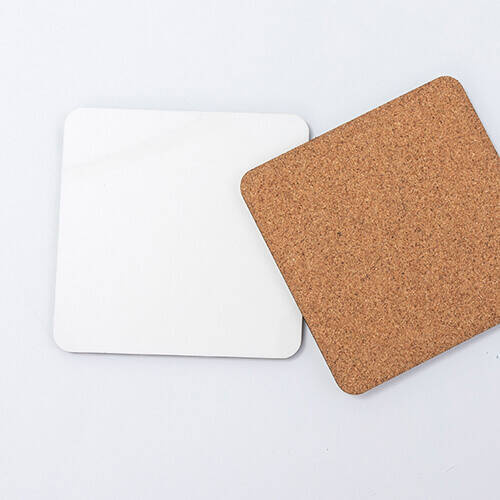 Mug pad in cartone rigido e sughero per sublimazione - 9,5 x 9,5 cm