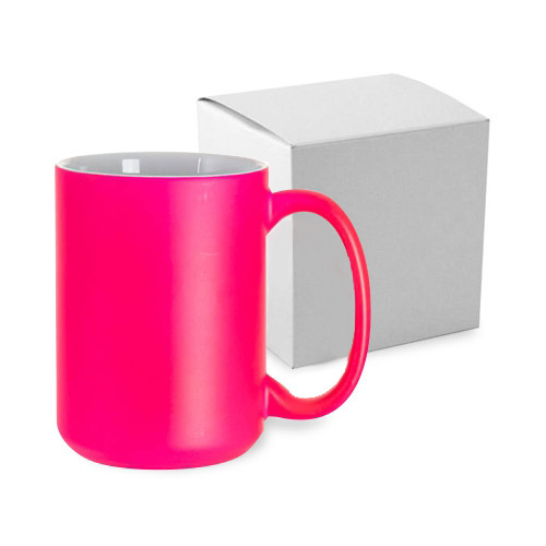 Tazza Max Fluo Color - rosa, opaca per trasferimento termico con scatola di cartone - KAR5