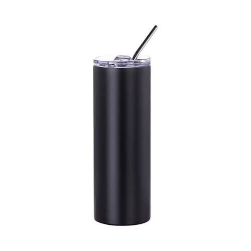 Tazza da 600 ml con cannuccia per trasferimento termico - nero opaco