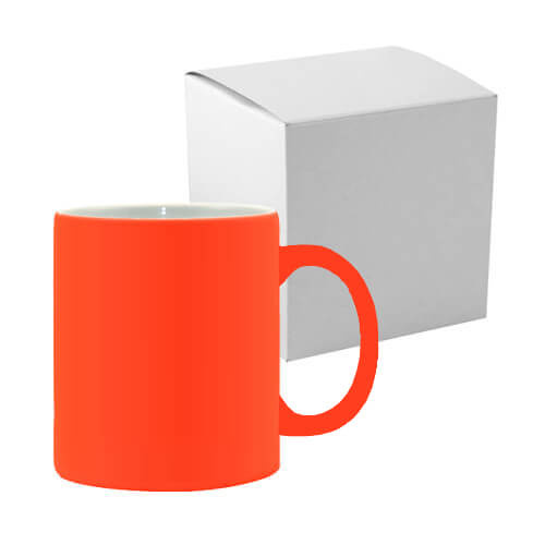 Tazza Fluo arancione, opaco con la scatola, Sublimazione Termostampa