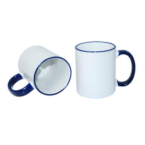 Tazza 330 ml con il manico blu scuro Sublimazione Termostampa