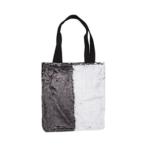 Borsa con paillettes bicolore 35 x 38 cm per sublimazione - nera