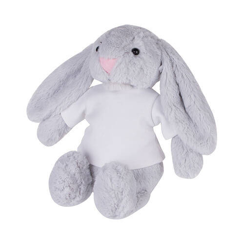 Coniglio di peluche 22 cm con maglietta per stampa a sublimazione - grigio chiaro