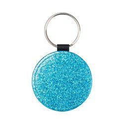 Portachiavi in ​​pelle con glitter per sublimazione - cerchio blu