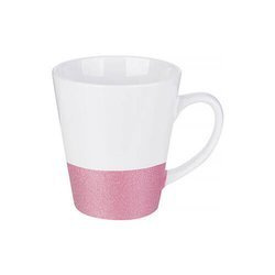 Tazza Latte 300 ml con una striscia glitter rosa Sublimazione Termostampa