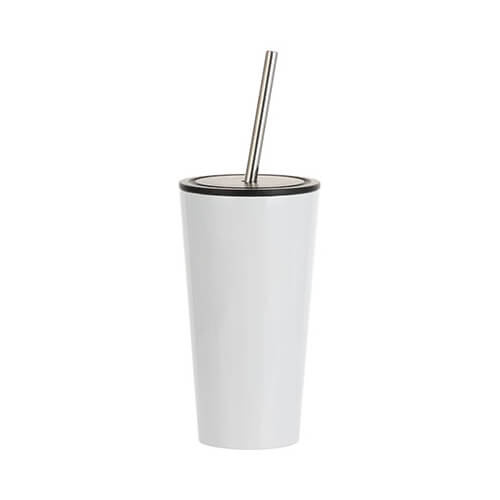 Tazza da 480 ml con cannuccia per sublimazione - bianco