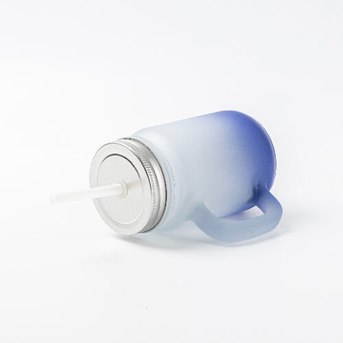 Tazza in vetro smerigliato Mason Jar per sublimazione - sfumatura blu scuro