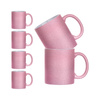 Set di 6 tazze in ceramica da 330 ml stampabili con glitter - rosa