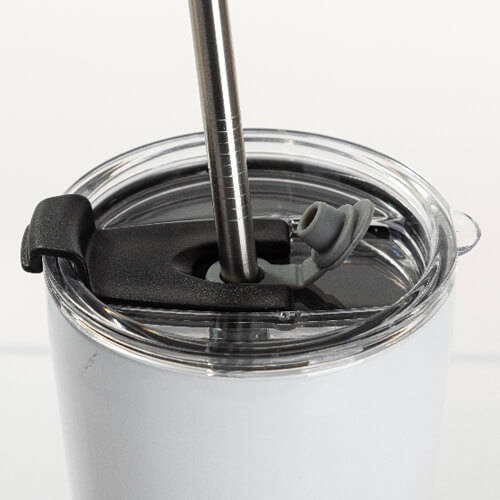 Bicchiere in acciaio inox da 600 ml con cannuccia per sublimazione - bianco