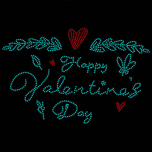 Foglio con zirconi per trasferimento termico - Happy Valentine's Day