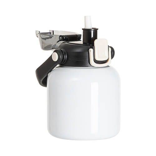 Bottiglia da viaggio in acciaio inox da 800 ml con manico a sublimazione - bianco