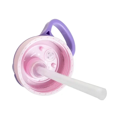 Bottiglia in alluminio da 500 ml bianca con tappo rosa e manico viola per sublimazione