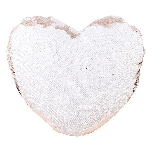 Copricuscino in forma di cuore 39 x 44 cm con paillettes bicolore per sublimazione – champagne