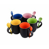 Tazza magico con cucchiaino Sublimazione Termostampa nero opaco con l’interno verde chiaro