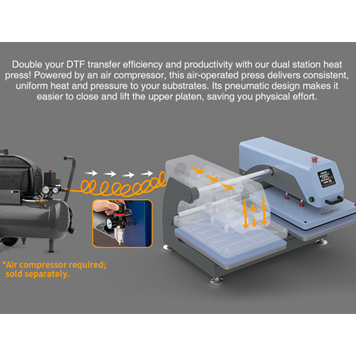 OtterPro Air 40 x 60 cm pressa piana pneumatica a due stazioni - blu