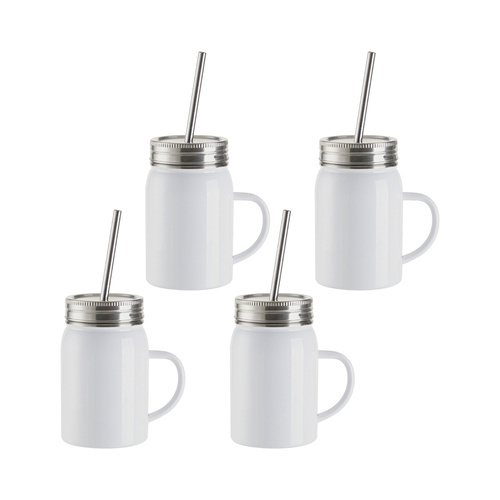 Set di 4 tazze Mason Jar 500 ml in metallo da stampare