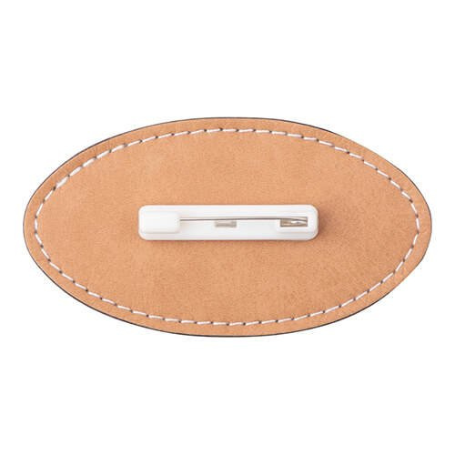Targhetta ovale in pelle 8,2 x 4,4 cm per sublimazione - Marrone