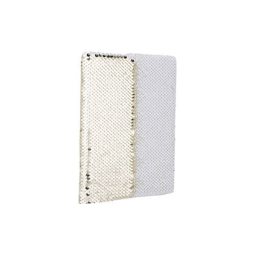 Quaderno A5 con una copertina con paillettes bicolore per sublimazione - oro