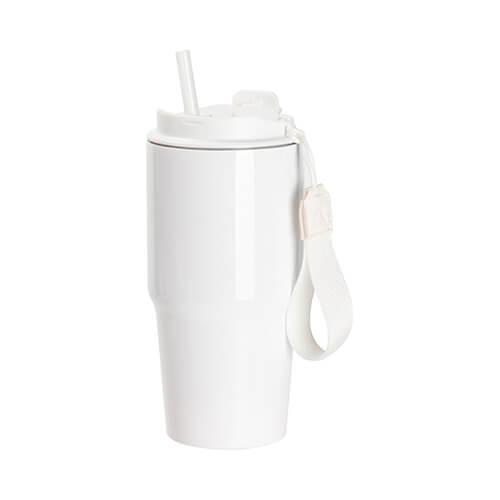 Tazza a doppia parete da 600 ml e coperchio con manico per sublimazione - bianco