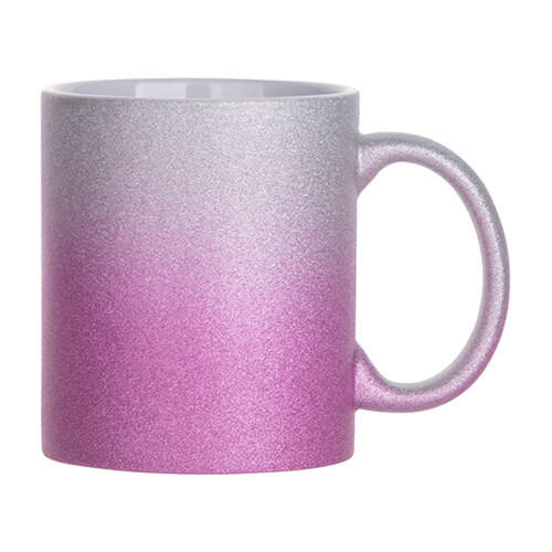 Tazza 330 ml con glitter per sublimazione - sfumatura rosa-argento