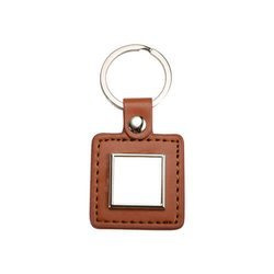 Portachiavi in pelle e metallo per la sublimazione – quadrato - marrone