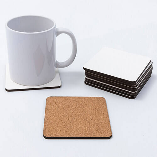 Mug pad in cartone rigido e sughero per sublimazione - 9,5 x 9,5 cm