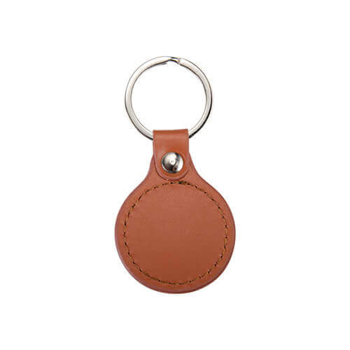 Portachiavi in pelle e metallo per la sublimazione – cerchio - marrone