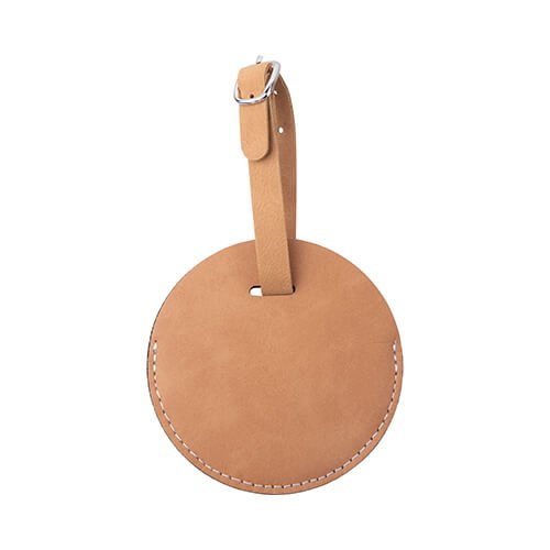 Etichetta per bagaglio in pelle per sublimazione - cerchio Marrone