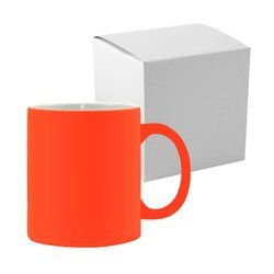 Tazza Fluo arancione, opaco con la scatola, Sublimazione Termostampa