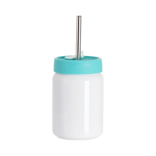 Mug in acciaio da 480 ml con coperchio in silicone verde per sublimazione