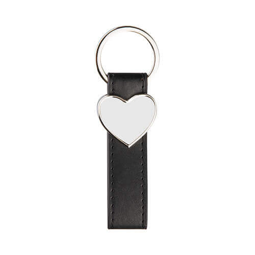 Portachiavi in pelle e metallo per la sublimazione – cuore - nero