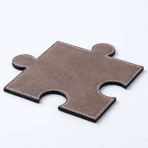 Sottobicchiere in pelle a forma di puzzle per sublimazione - grigio
