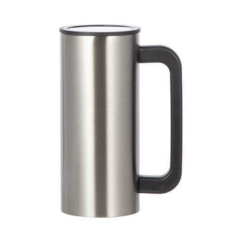 Tazza da 360 ml con manico in plastica per sublimazione - argento