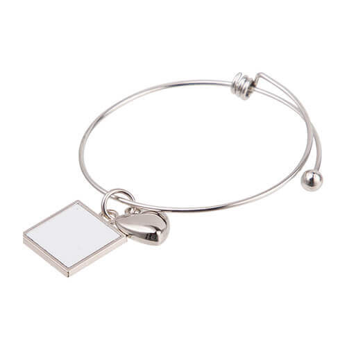 Bracciale con sfera, cuore e pendente quadrato per stampa sublimatica 