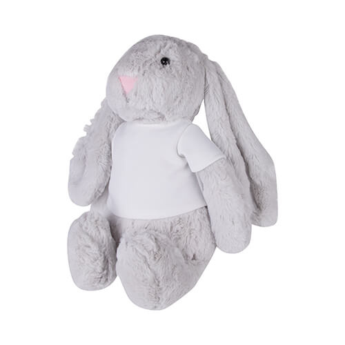 Coniglio di peluche 30 cm con maglietta per stampa a sublimazione - grigio chiaro