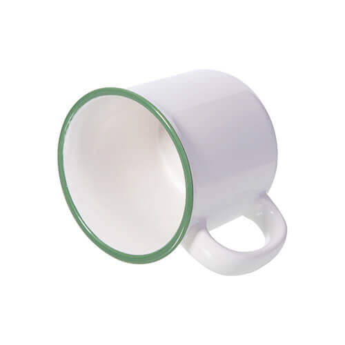 Tazza in ceramica, smaltato 300 ml Sublimazione Termostampa - bianco con bordo verde