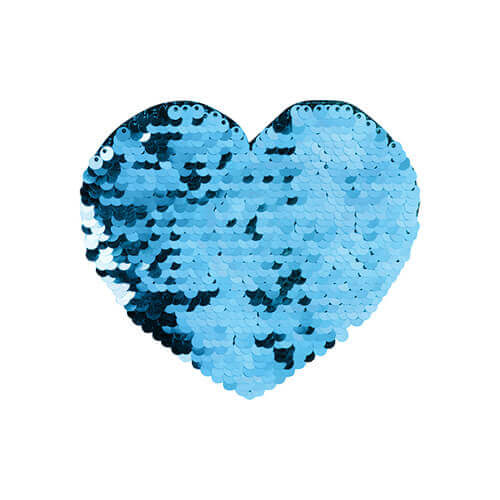 Patch paillettes cuore bicolore da sublimare - colore celeste 12 x 10,5 cm