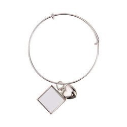 Bracciale con pendente cuore e quadrato stampabile per stampa sublimatica