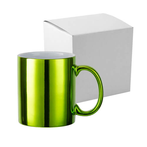 Tazza 330 ml per sublimazione - Verde chiaro, con una scatola di cartone