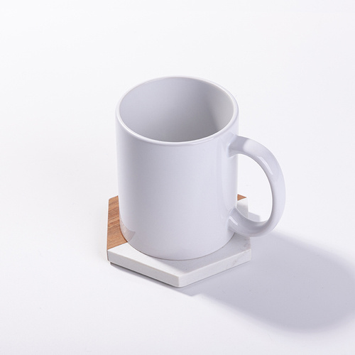 Set di 4 sottobicchieri esagonali in marmo e legno per incisioni