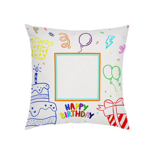 Federa in raso bicolore 38 x 38 cm per sublimazione - Happy Birthday - 5