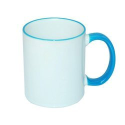 Tazza 330 ml con il manico celeste JS Coating Sublimazione Termostampa