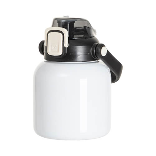 Bottiglia da viaggio in acciaio inox da 800 ml con manico a sublimazione - bianco