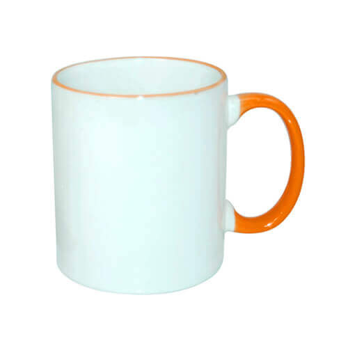 Tazza 330 ml con il manico arancione Sublimazione Termostampa