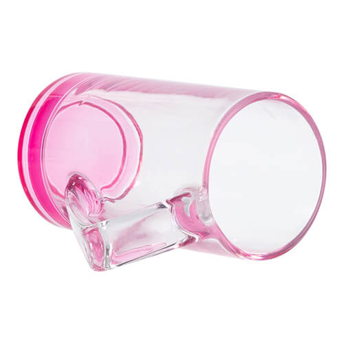 Mug in vetro da 400 ml con manico triangolare per sublimazione - fondo rosa