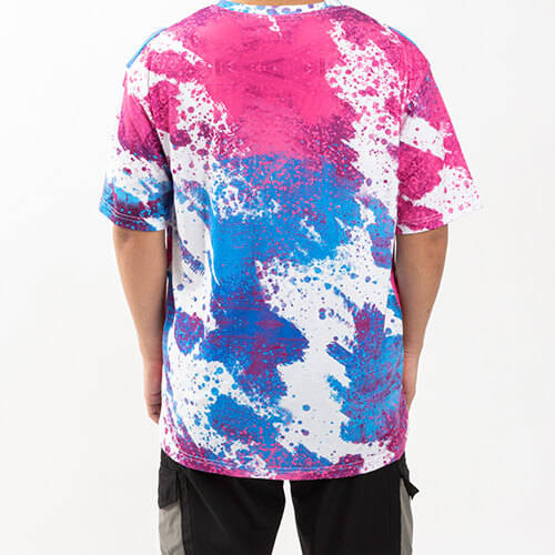T-shirt Cotton-Like Bleached Leopard Blue Pink per sublimazione