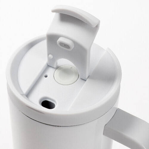 Tazza da 1200 ml con cannuccia e manico grigio chiaro per sublimazione - bianca