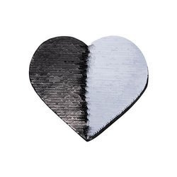 Patch paillettes cuore  bicolore da sublimare - colore nero  22 x 19,5 cm